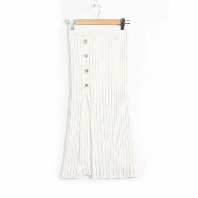 Женская белая облегающая элегантная юбка-карандаш миди с разрезом, Осень-зима, повседневная трикотажная юбка с высокой талией, Женская юбка, s jupe femme faldas