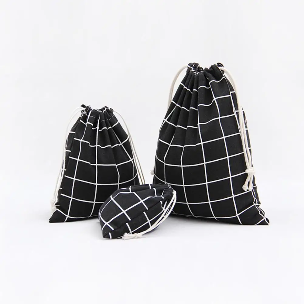 

New Arrival Portable Travel Plaid Drawstring Tea Leaf Gift Storage Bag Home Sundry Organizer
