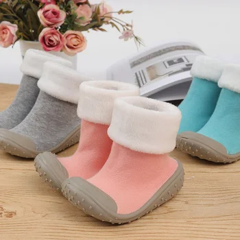 

winter baby socks Anti-slip Socks steps Soles Floor Toddler kids Step Rubber Baby With Leather Indoor