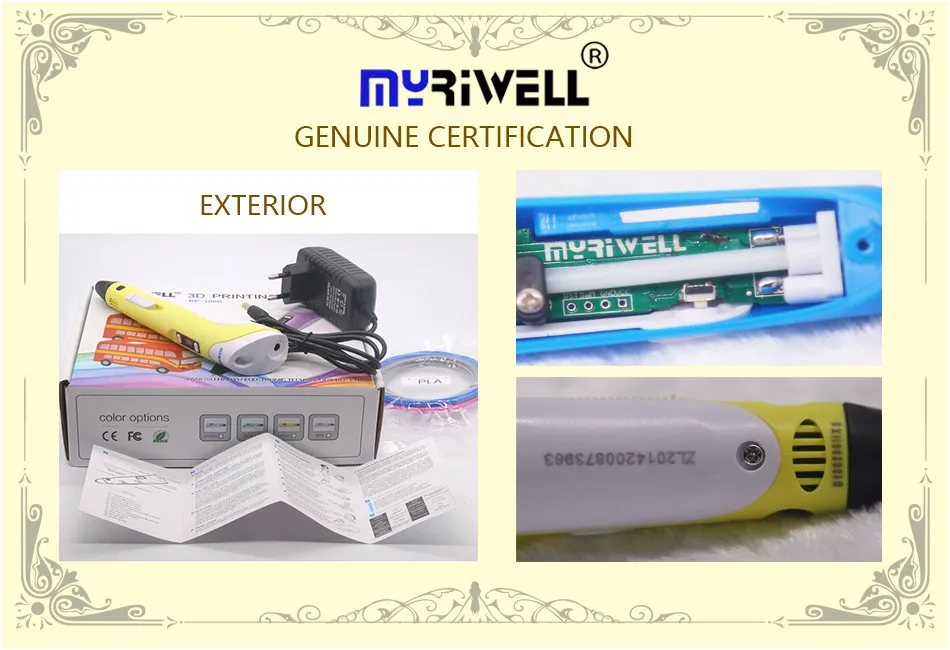 Myriwell abs 3d pen pens ручка 3д для объёмного рисования LCD дисплей 1.75мм pla пластик нить