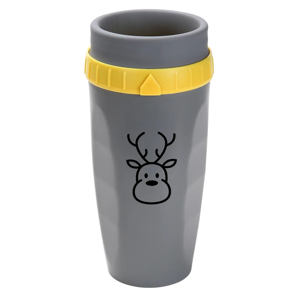 Закрытая вращающаяся чашка Neolid Удобная соломенная чашка детская портативная креативная витая бутылка для воды кофейная кружка 6 часов сохранение тепла - Цвет: deer-grey