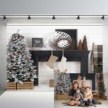 

Photography Backdrop Happy Farmhouse Christmas Background Holiday Christmas Decoration for Home Floral Children Family Party