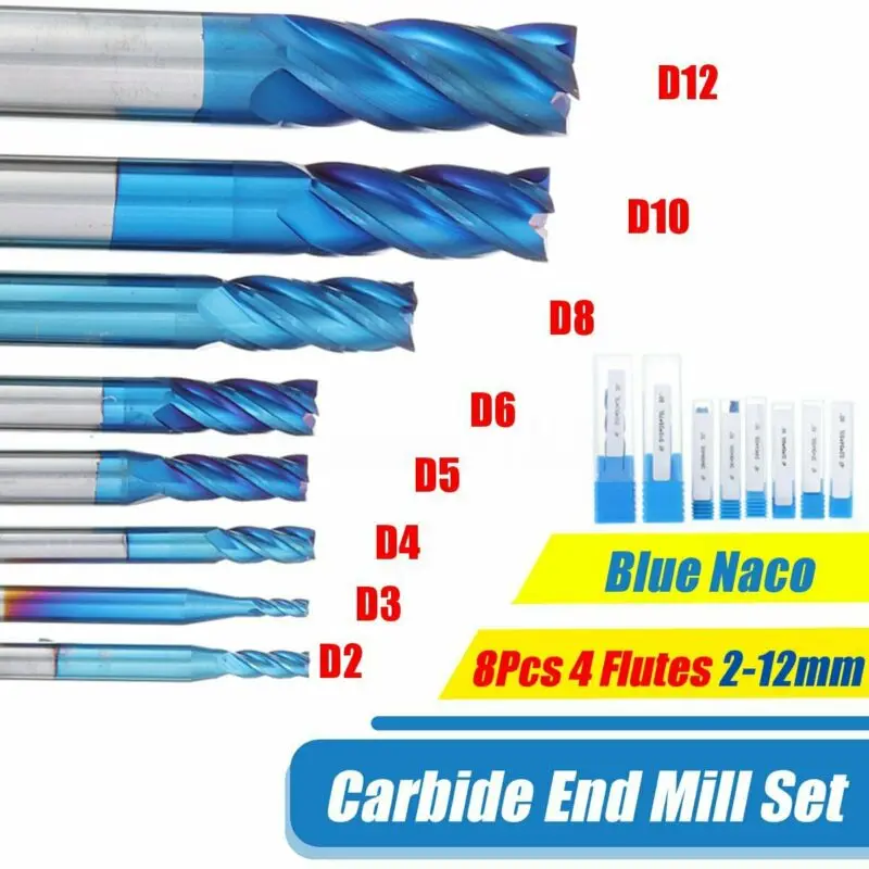 

Straight End mill Cutting Drill bit Tool Equipment 8pcs HRC50 2mm-12mm