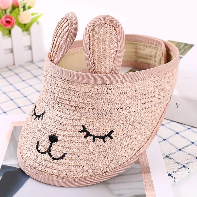 Beach hat women sun hat rabbit hat children hat summer straw folding visor kids cap adjustable kids sun for boys girls outdoor