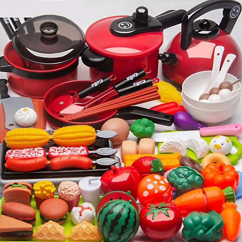 

New 77 Plastic Kitchen Play House Toy Set Cut Fruit and Vegetable Food Simulation Toy Early Education Educational Toy Girl Gifts