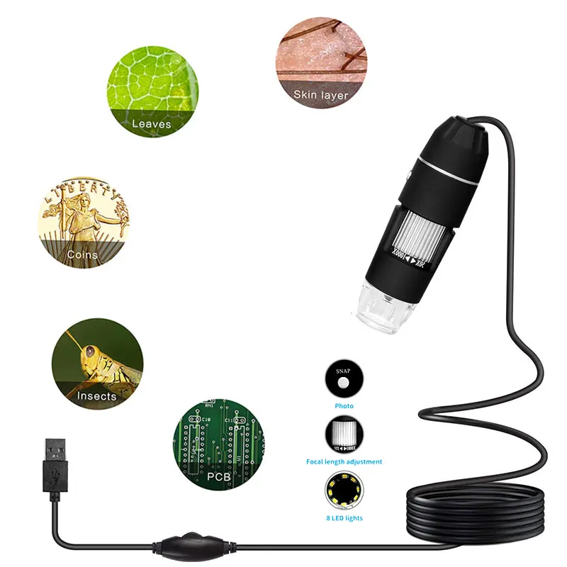 8LED ABS ручной эндоскоп мобильные телефоны компьютеры Портативный прочный практичный цифровой микроскоп мониторинг черный