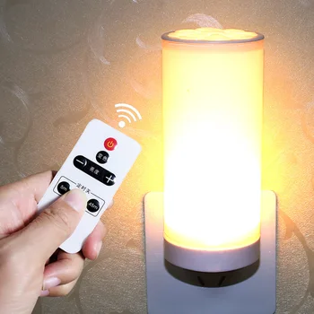 

Led Remote Control Bedroom Bedside Night Light Feeding Plug-in Small Table Lamp Socket Wall Lamp