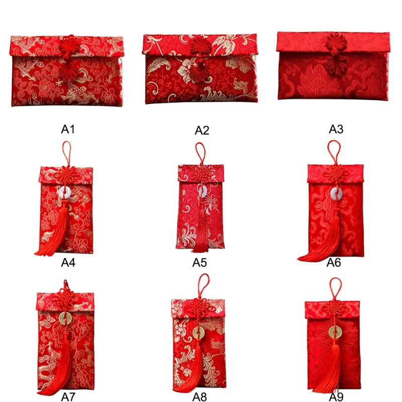 

High-End Wedding Fabric Red Envelope Personality Brocade Red Envelope For Wedding Birthday New Year Red Envelope G