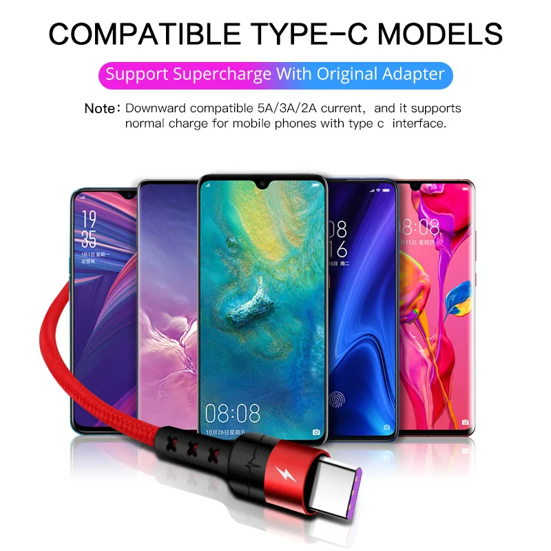 ANKNDO 5A usb type C кабель для быстрой зарядки для смартфона huawei samsung зарядный кабель C-type QC3.0 кабель для передачи данных для мобильного телефона