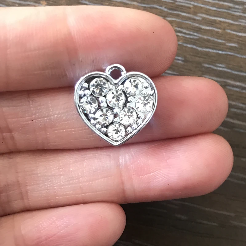 8 шт. DIY подвеска с прозрачными стразами сердечными амулетами на день святого