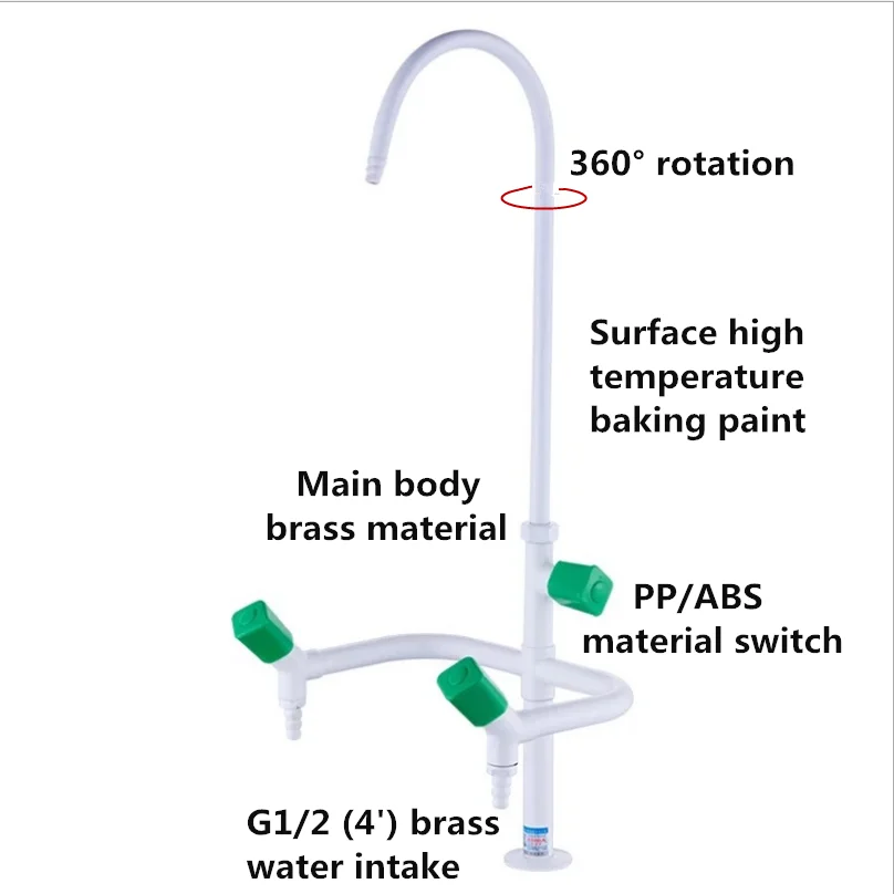 G1/2 Brass Triple Three Laboratory Faucet Higher Education Laboratory Tap University Experimental Equipment 360° Rotate Bibcock