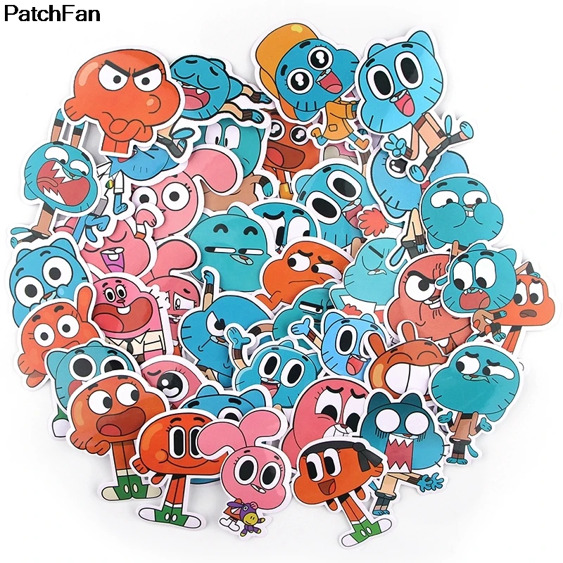 12 компл. Patchfan 39 шт. удивительный мир Gumball художественный принт Декор стены ноутбук телефон багаж ноутбук Скрапбукинг Стикеры A2631