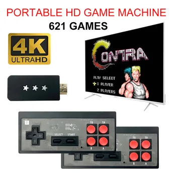

USB Wireless Handheld TV Video Game Console Build In 621 Classic Game 8 Bit Mini Video Console Support HDMI Output