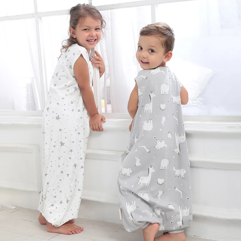 Sleeping Bags For Baby 2-5Years Summer Thin 0.5Tog Kids Play In Room Sleeveless Split-Leg One-Piece Boys Girls Baby Sleepwear