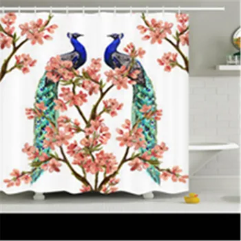 

Animal print peacock 3d shower curtain waterproof polyester fabric washable bathroom with hook shower curtain