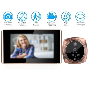 

4.3" LCD Screen Digital Door Camera Electronic Door Viewer Bell Door Viewer Wide Angle Doorbell Door Peephole Camera Recording