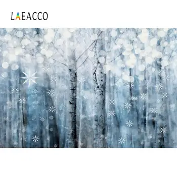 

Winter Forest Backgrounds For Photography Snowflake Star Tree Dreamy Polka Dots Light Bokeh Scenic Photo Backdrop Photo Studio