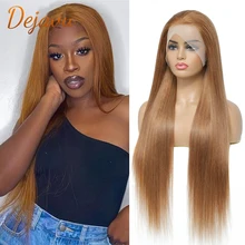 

Medium Brown Colored Human Hair Wigs Straight Lace Front Wig PrePlucked Hairline 13x4 Frontal Lace Wig 8-32 Inch Wig for Women