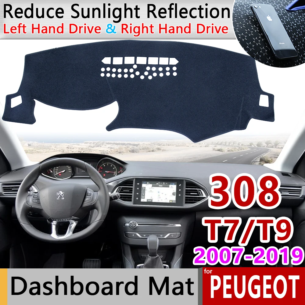 Для peugeot 308 T7 T9 2007 ~ 2019 308cc 308sw 308gti Противоскользящий коврик на приборную панель