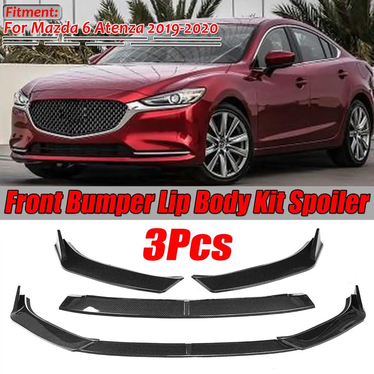 New 3PCS Car Front Bumper Splitter Lip Deflector Lips Spoiler Diffuser Guard Cover Trim Protector For Mazda 6 Atenza 2019 2020 | Автомобили