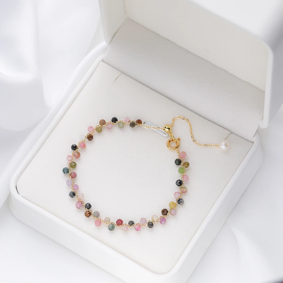Natural Stone Tourmaline Bracelet on Hand for Women