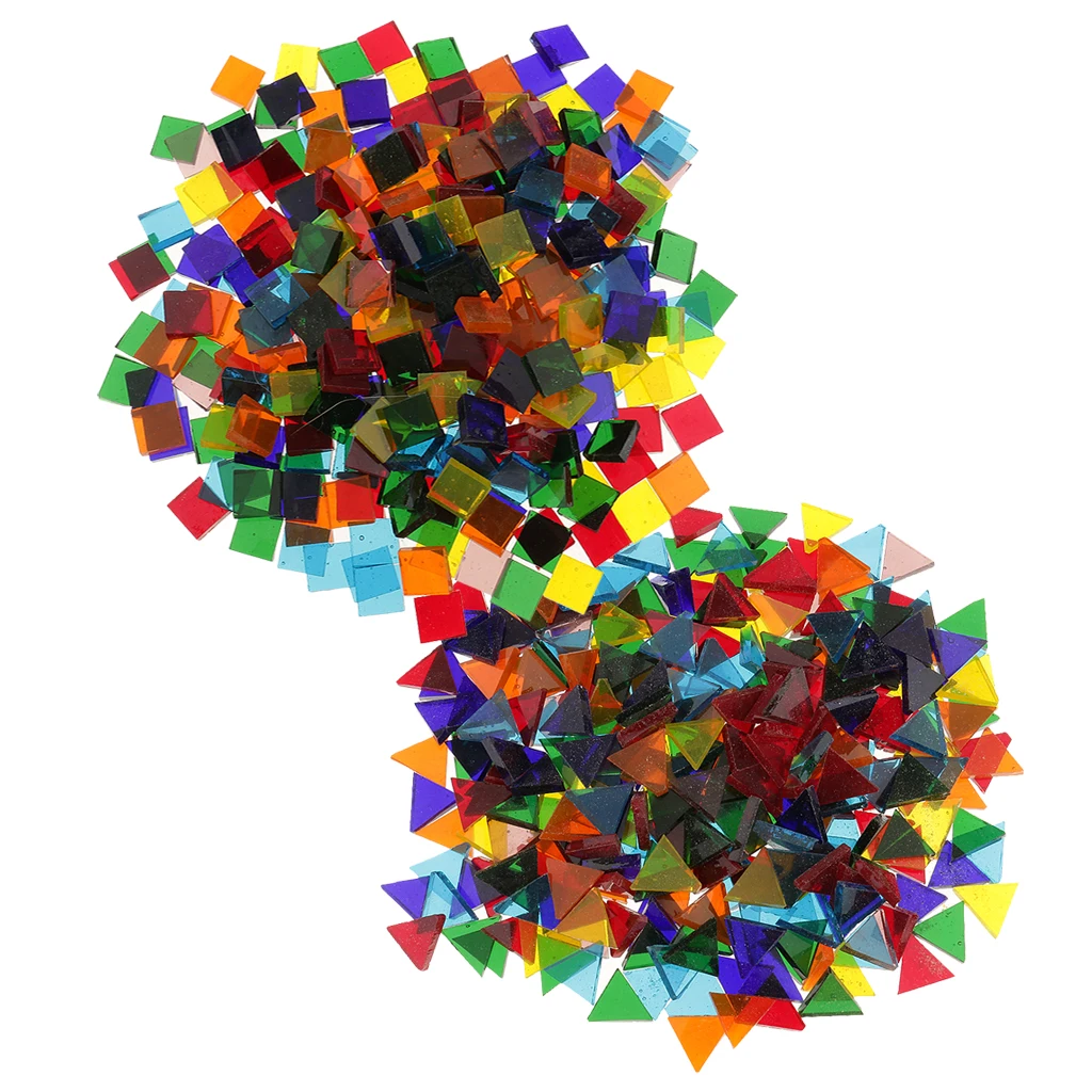 320g Triangle Square Shape Pieces Mosaic Tiles Assortment Colors for Handmade Artcraft and Home Decorations
