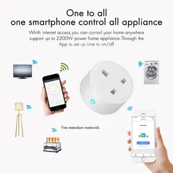 

4Pcs Smart Wireless Socket Power Control Plug Statistic WiFi Switch UK Plug Timing Outlet Google Phone APP Voice Control TXTB1
