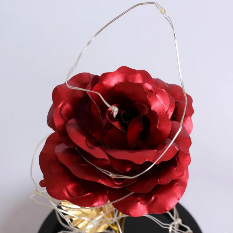 Красота и чудовище вечный цветок розы в фляге свадебное украшение Искусственные цветы в стеклянной крышке на День Святого Валентина подарок