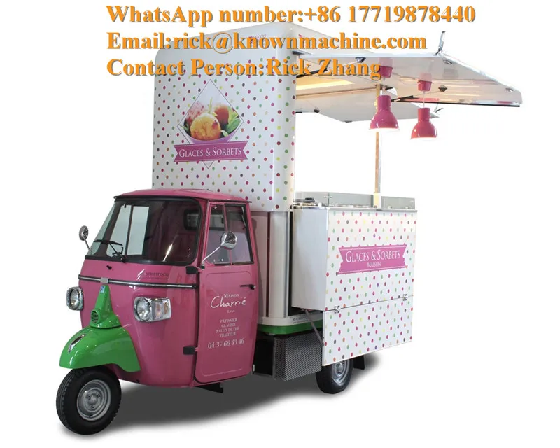 Street foodtruck ape classic electric food truck/cart trailer for sale USA UK Philippines with free shipping by sea