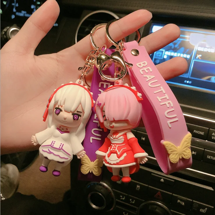 Re:Life In A Different World From Zero Rem Ram Emilia Natsuki Subaru Action Figure Anime Model Keychain collectible key chains