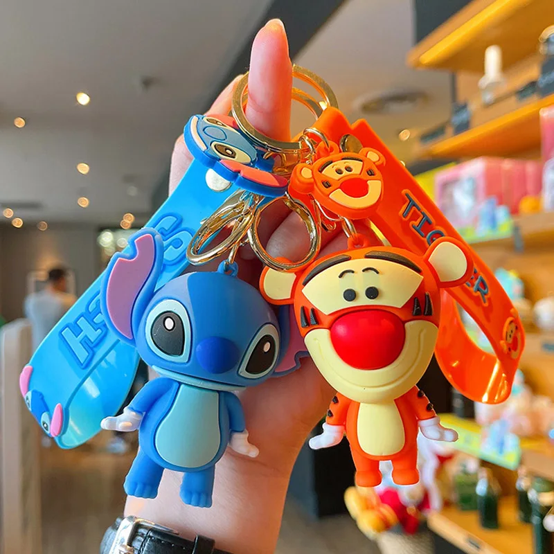 Disney Keychain Cartoon Stitch Keyring Bag Pendant Anime Figure Stitch Key  Chain Phone Accessories Jewelry Kids Toys Girl Gift 