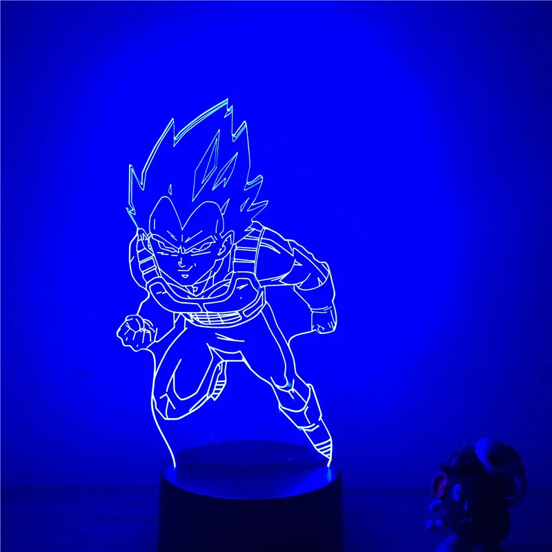 3D светодиодный ночной Светильник Dragon Ball Z Вегета супер фигурку 7 цветов сенсорный оптический Иллюзия настольная лампа для дома украшения модель