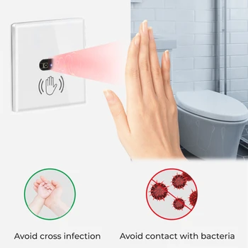 

Wall Smart Wall Light Switch Infrared Sensor EU UK 220V 10A Glass Screen Panel On Off Electrical Power No Need Touch