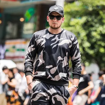 

Camouflage men's long-sleeved Sweatshir sports leisure plus fat size tide shirt