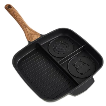 

Stone Ceramic Steak Grill Pans Breakfast Frying Eggs Pan Non-Stick Frying Pan Kitchen 3 Grid Multifunctional 3-In-1 Frying Pan C