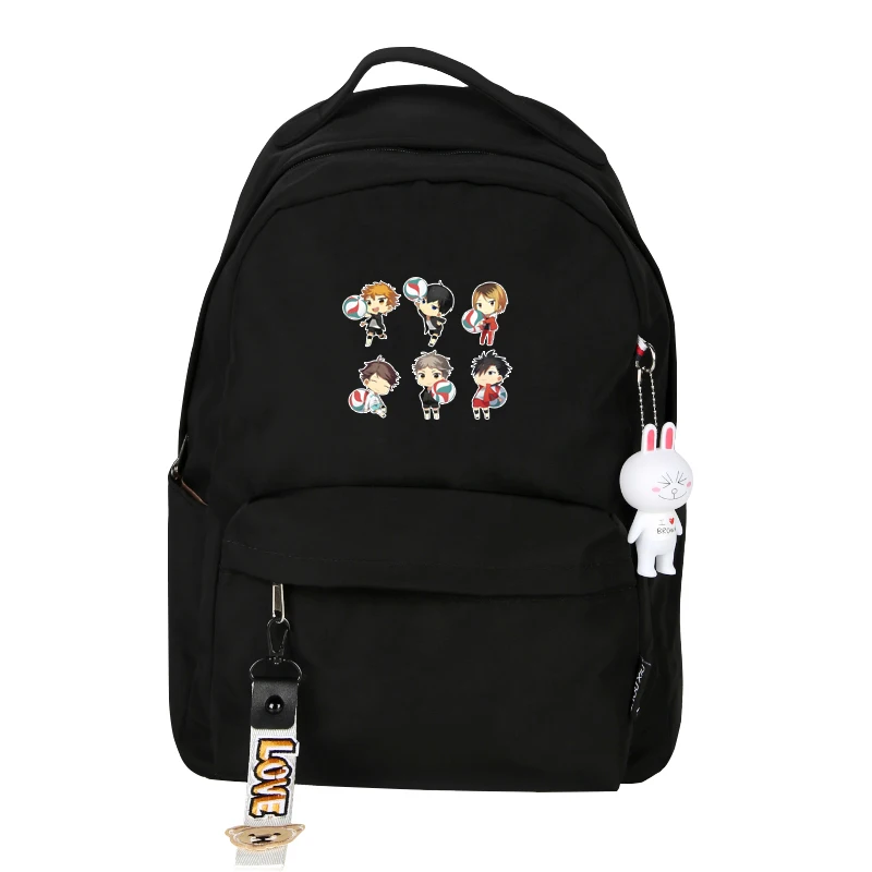 Women Backpack Bookbag School-Bags Haikyuu Pink Small Anime Kawaii Nylon No Karasuno