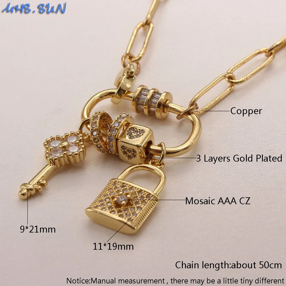 Lock Pendant Chain Necklace 1pc