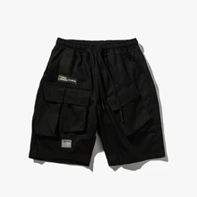 Эластичная кулиска на талии Для мужчин карго шорты серого и черного цветов; Прямая поставка; карманы