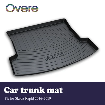 

Overe 1Set Car Cargo rear trunk mat For Skoda Rapid 2016 2017 2018 2019 Styling Waterproof mat Anti-slip carpet Car accessories