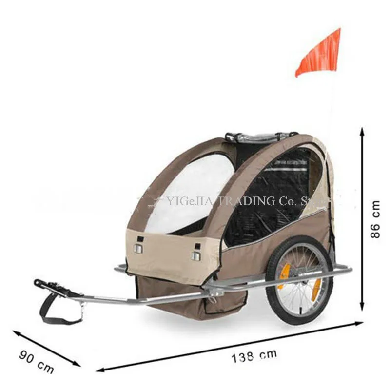 16 Inch Wheel Children Bicycle Trailer With Two Seat Bike Trailer