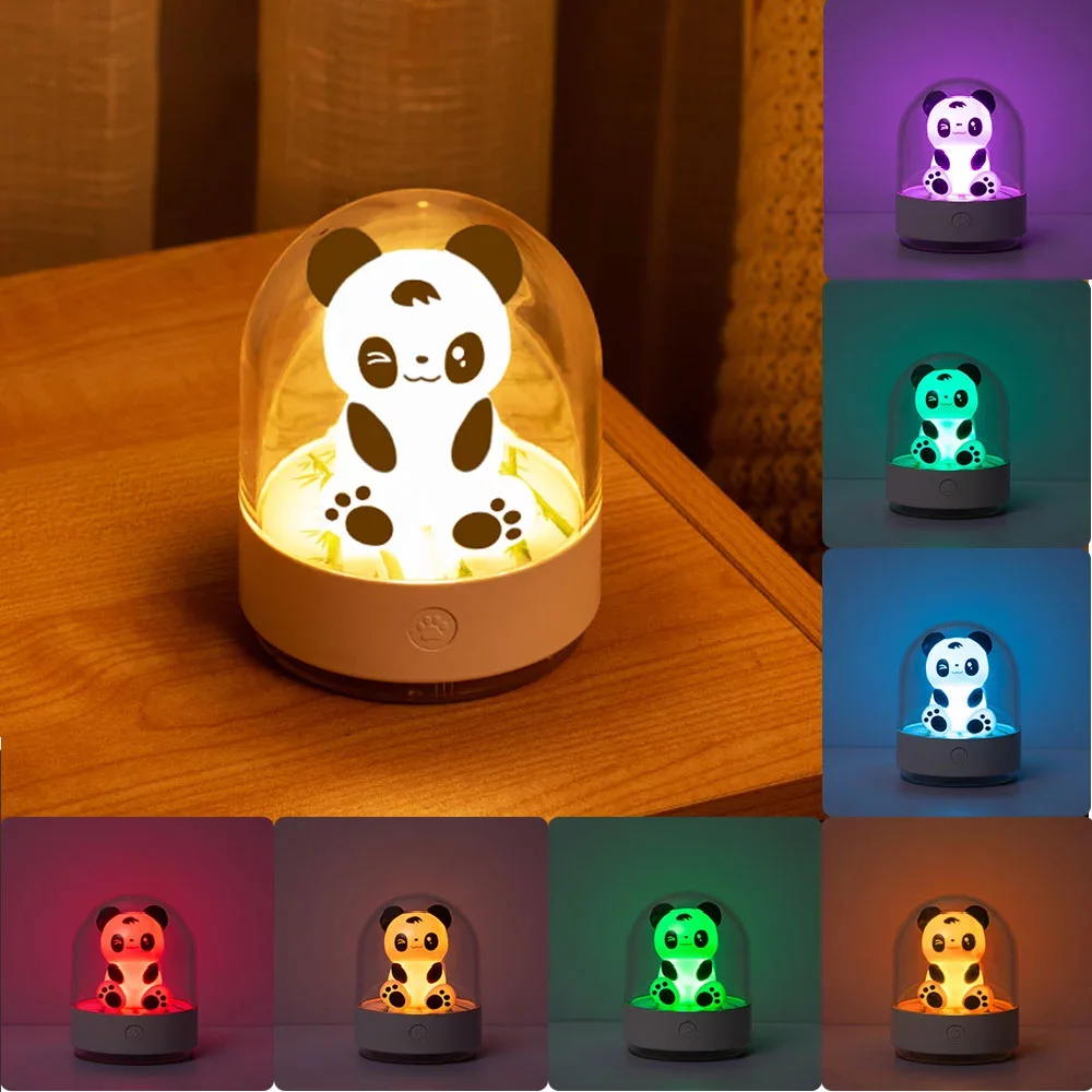 

USB Перезаряжаемые милый светильник в форме панды детская ароматерапия RGB Цвет переменной светодиодный Атмосфера ночник спальни подарок для маленьких детей