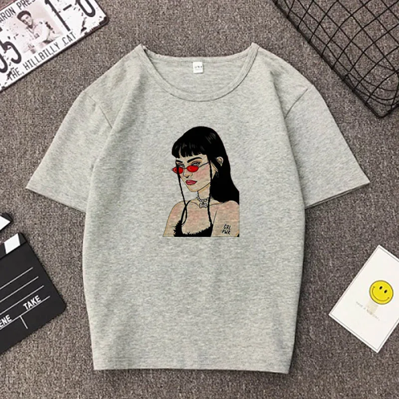Grey01 Женская рубашка с коротким рукавом, футболка, vegan punk, Прямая поставка, одежда с принтом, сорочка в стиле панк, винтажная одежда Harajuku, эстетика - Цвет: Grey01