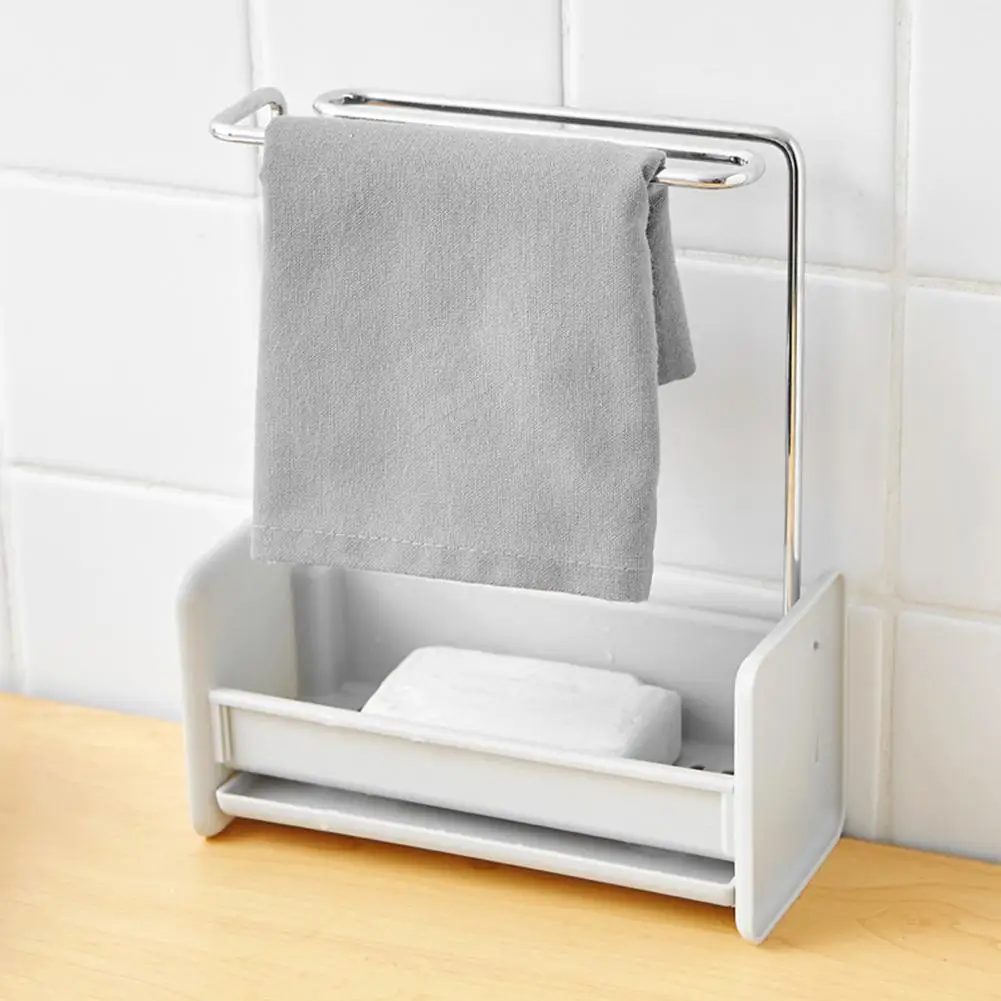 Küche Lagerung Rack Geschirr Tuch Lappen Halterung Handtuch Rack Mit Abnehmbare Design Schwamm Ablauf Stehen Lagerung Fall
