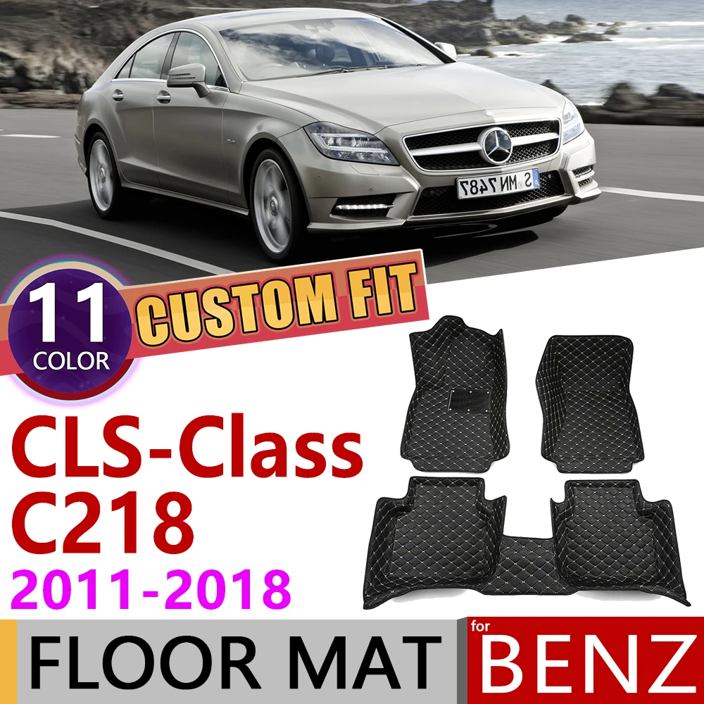 Кожаные автомобильные коврики на заказ для Mercedes Benz CLS Class C218 2011~, 4 места, коврик для ног, аксессуары для ковров, 260, 300, 320, 350, 400