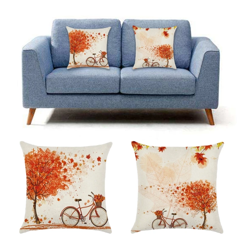 

Christmas Cushion Covers Set of 4 Cotton Linen Print pillow Covers Decorative X4YE