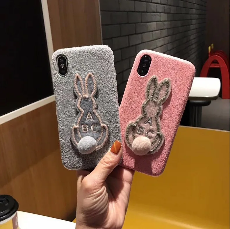 

Cartoon Rabbit case for iPhone 11 XR 7 8 11 Pro Max X XS Max Plus 6 6s cover for IPhone Mobile Phone Shell Flannel Soft Case