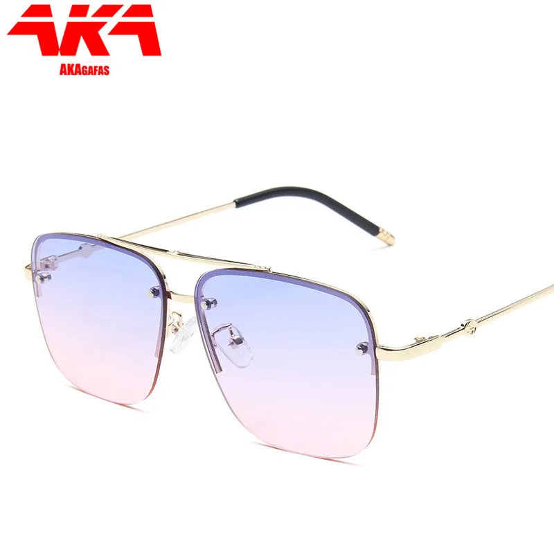 

AKAgafas Square Sunglasses 2023 Men and Women Rimless Gradient Sunglasses Brand Designer Big Frame Retro Trend Oculos Feminino