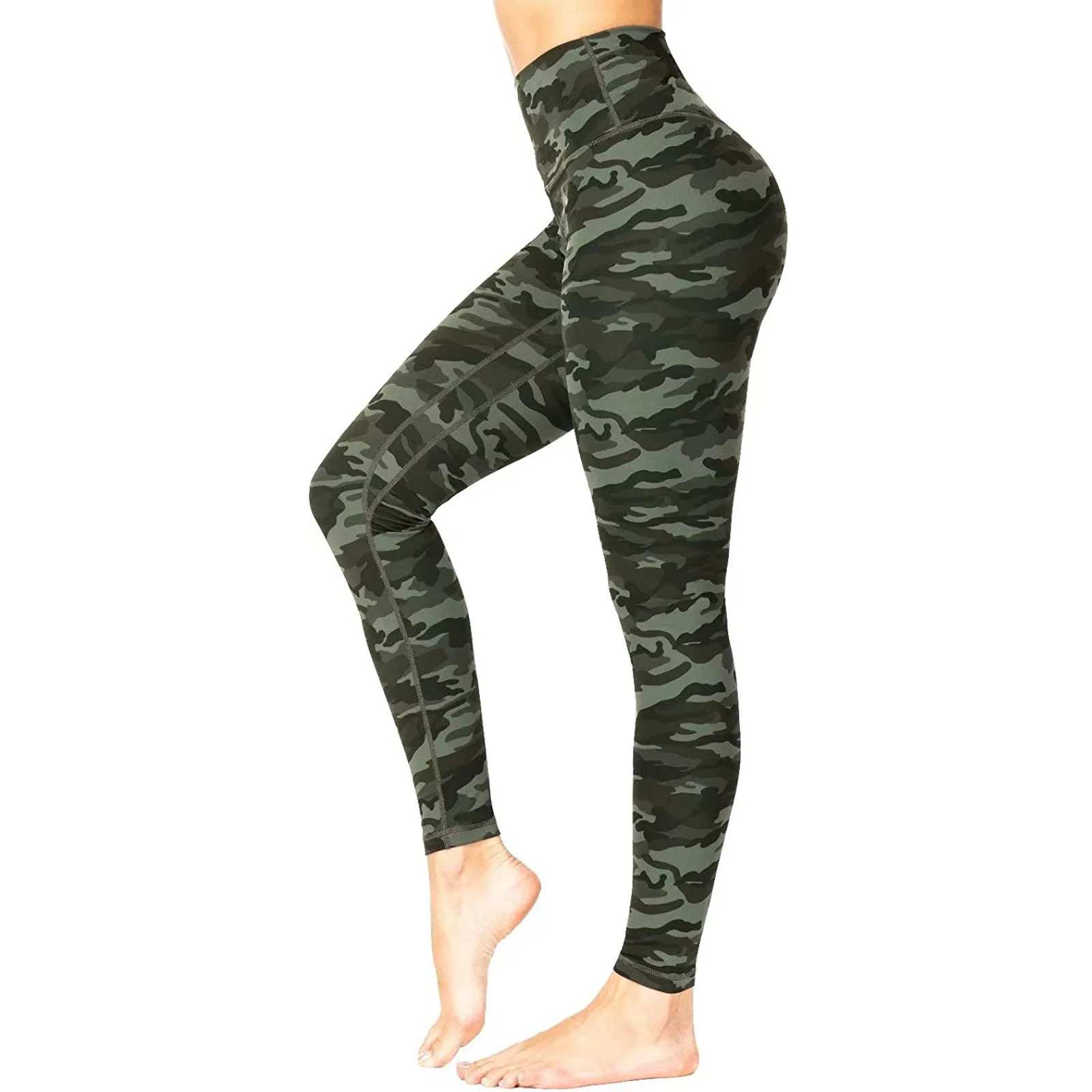Mallas elásticas de camuflaje para mujer, leggings de cintura alta para Fitness, correr, gimnasio, pantalones activos de longitud completa