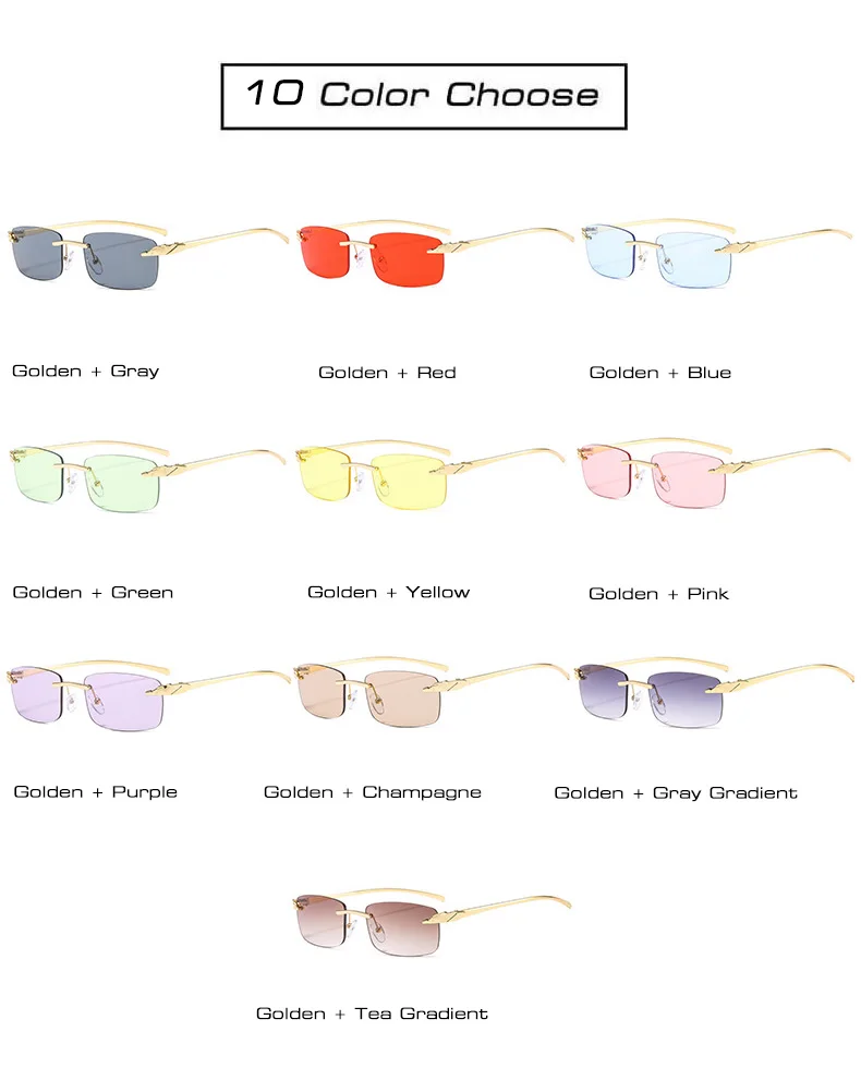 purple sunglasses SO&EI Vintage Unique Cheetah Rimless Rectangle Sunglasses Women Candy Colors Clear Lens Eyewear Brand Designer Men Sun Glasses oversized sunglasses