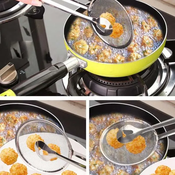 Practical Boutique Multifunctional Filter Spoon With Clip Food Kitchen Oil-Frying Salad Filter